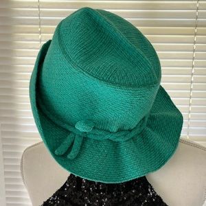 Handmade Susanna’s Fedora Hat Cap Floppy Green Cloche Sun Vintage Women’s Lace